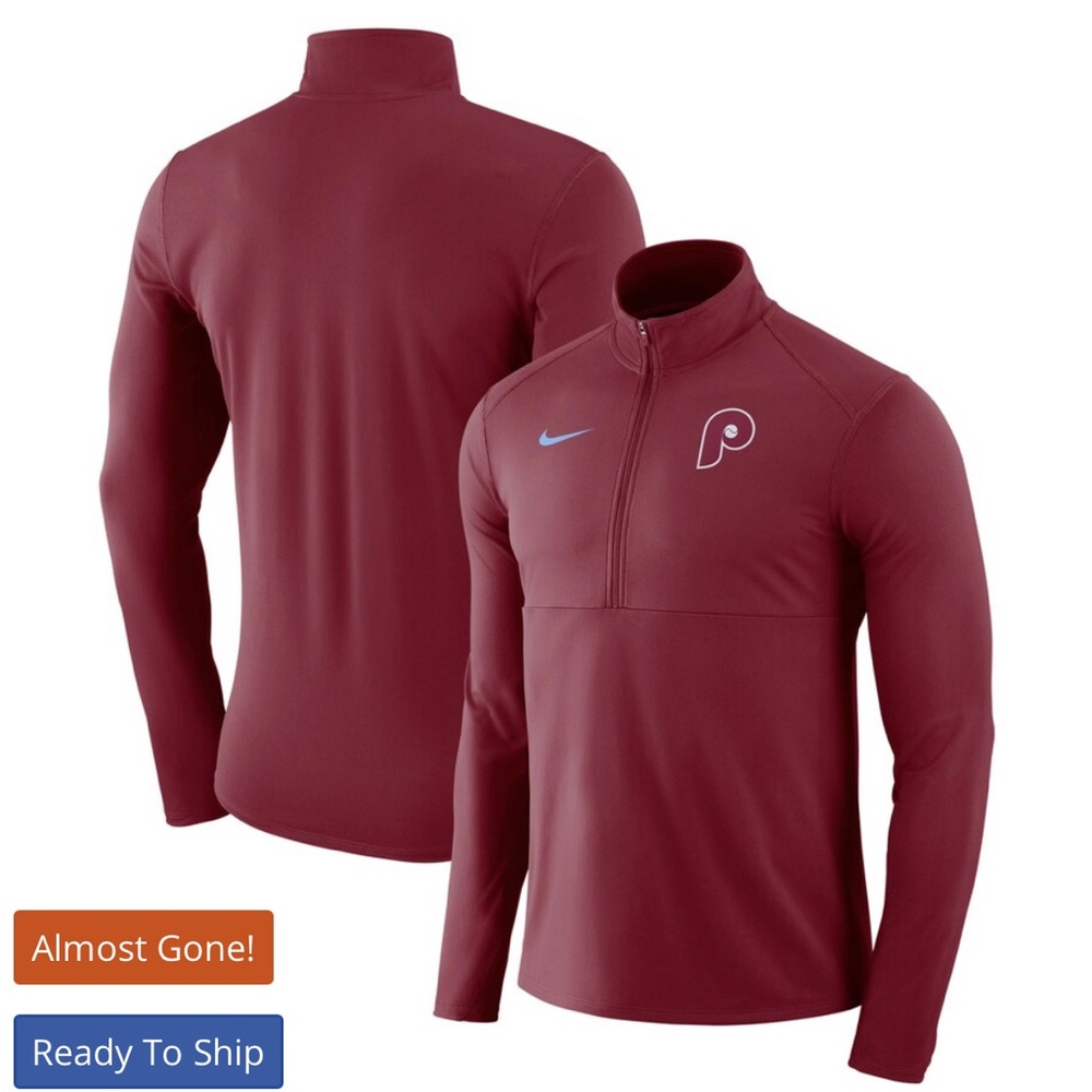 Philadelphia Phillies Nike Dry Element Half-Zip Performance Pullover - Maroon